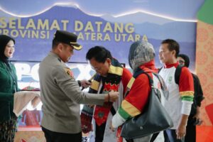 Kontingen PON XXI Aceh – Sumut 2024 Disambut Kapolresta Deli Serdang di Bandar KNIA