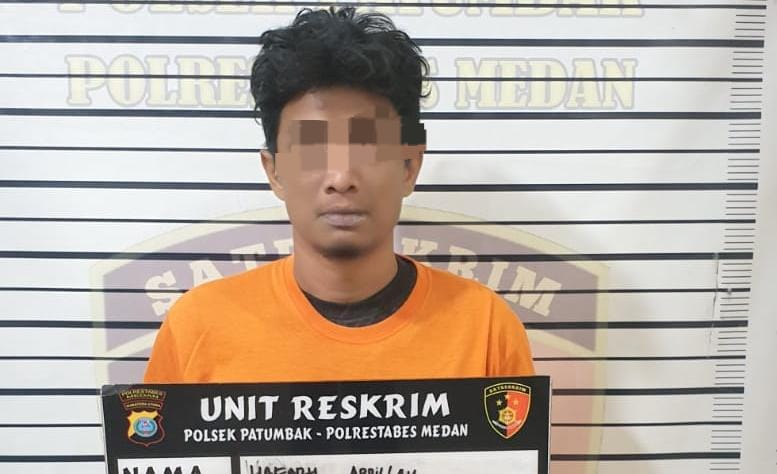 Polsek Patumbak amankan seorang pria bernama Hafadh Abdillah Ritonga, kasus pencurian. (Polsek Patumbak)