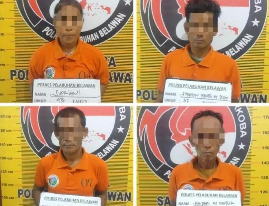 Polres Pelabuhan Belawan Gerebek Narkoba di Tanjung Mulia, 4 Orang Ditangkap (Polres Belawan)