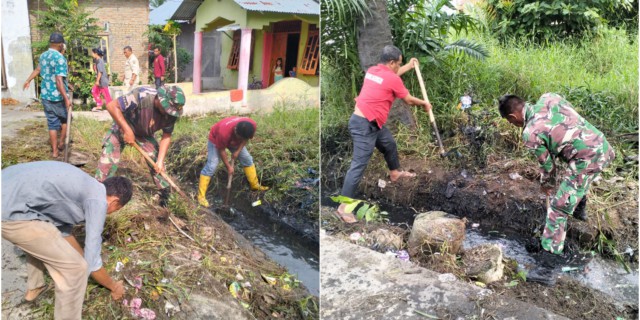 Babinsa Bersama Warga Desa Nagur Laksanakan Giat Gotong Royong