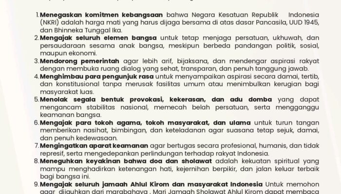 Majelis Sholawat Ahlul Kirom Serukan Persatuan Bangsa di Tengah Dinamika Indonesia