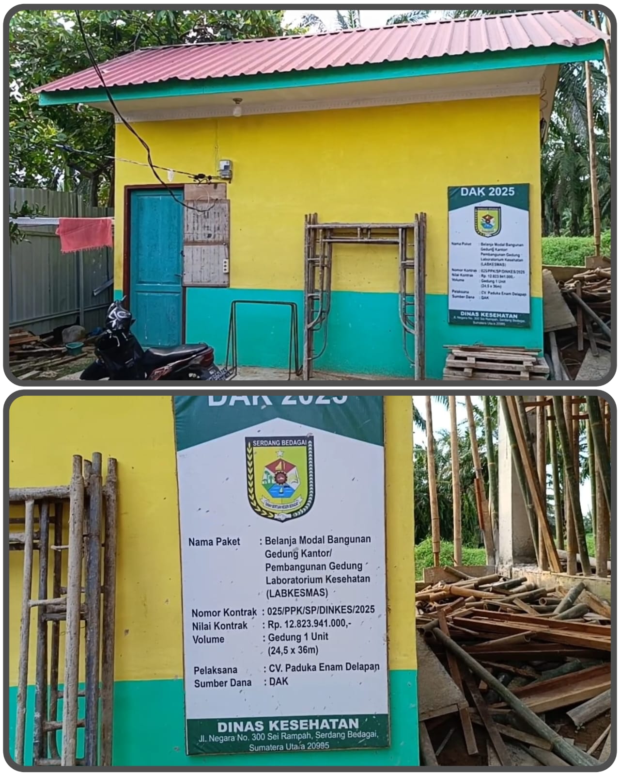 Teks Foto : WC Taman Toga dipagar Seng Biru dengan tulisan 551 KUHP