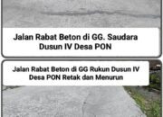 Bangunan Jalan Rabat Beton Dinas Perkim Sergai di Desa PON Rusak, Masyarakat Minta Kejari Sergai Periksa