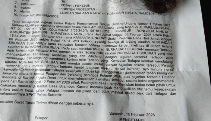 Warga Ronggur Nihuta Laporkan Dugaan Penganiayaan ke Polisi, Mediasi Desa Gagal