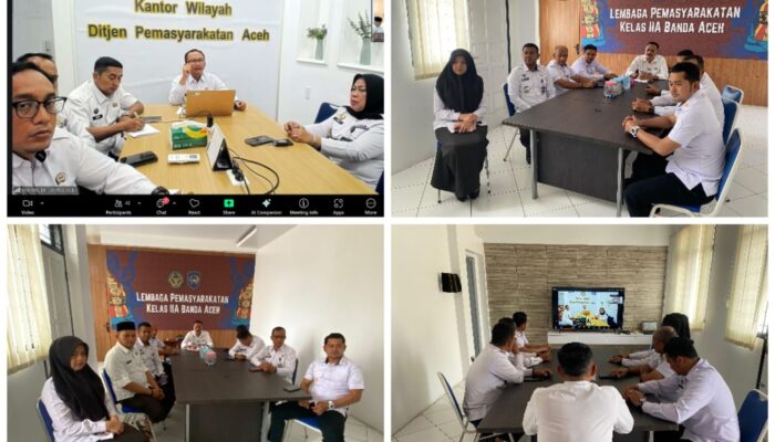Kanwil Ditjenpas Aceh berikan Arahan penting terkait fungsi Pengawasan Keamanan dan Pelayanan, Lapas Banda Aceh ikuti secara Zoom.