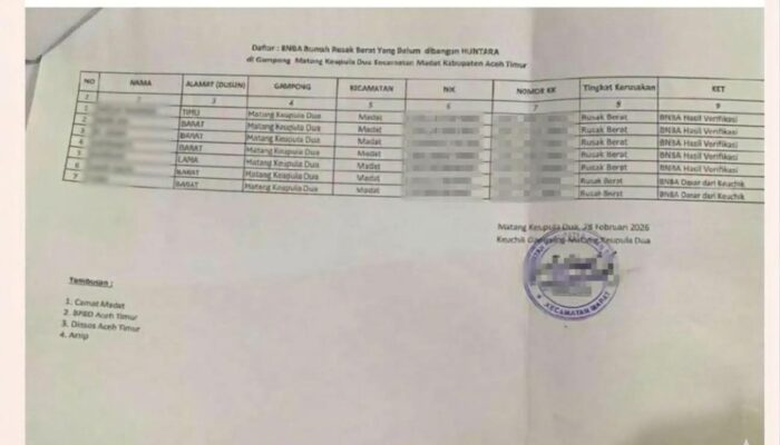 Bantuan HUNTARA Diduga Tak Tepat Sasaran, Kebijakan Keuchik Disoal Warga