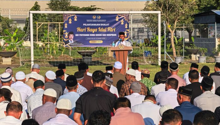 Berlangsung Khidmat, Lapas Banda Aceh Gelar Shalat Ied Bersama Warga Binaan
