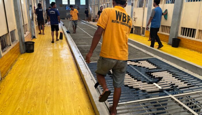 Aksi Nyata HBP ke-62, Rutan Kelas I Tangerang Maksimalkan Kebersihan Blok dan Lingkungan Hunian