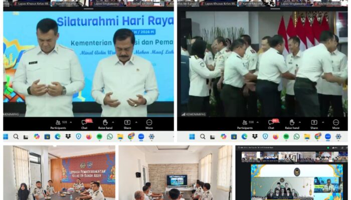 Pererat Silaturahmi dan Kebersamaan, Lapas Kelas IIA Banda Aceh Ikuti Kegiatan Halalbihalal Kementerian Imigrasi dan Pemasyarakatan secara Virtual