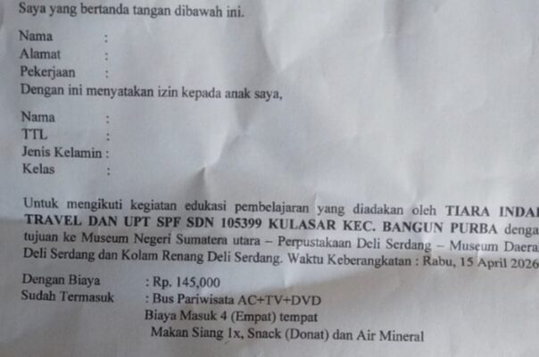 Sekolah atau Agen Travel ? Kop Travel Bertanda Tangan Kasek Picu Dugaan Skandal Tata Kelola Pendidikan di Deli Serdang
