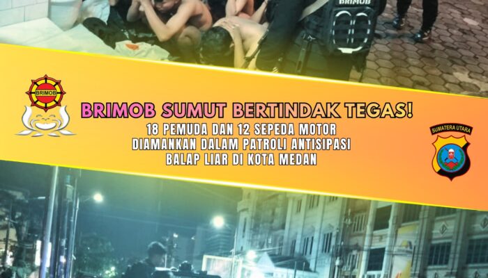 Antisipasi Balap Liar, Brimob Sumut Amankan 18 Pemuda dan 12 Sepeda Motor 