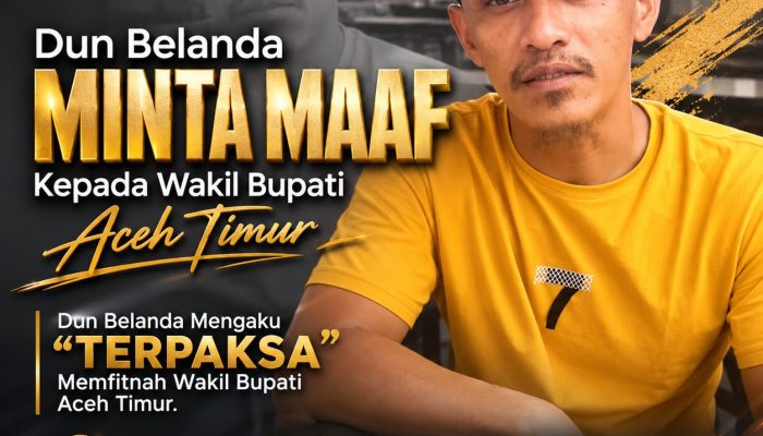 Makanya Jangan Sebar Fitnah Kader Gerindra Belum Habis Masa Waktu 2* 24 Dun Belanda Minta Maaf kepada Wakil Bupati Aceh Timur, Akui Sebarkan Fitnah.