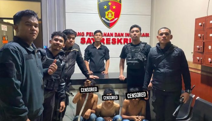 Team Macan Polres Pelabuhan Belawan Amankan Tiga Anggota Geng Motor di Marelan Pasar 9