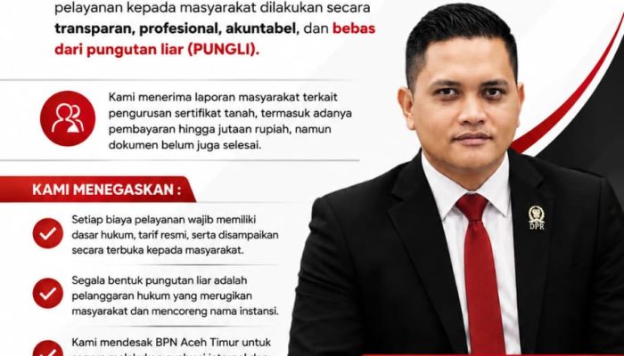 Iskandar Midsen Minta BPN Aceh Timur Transparan dan Bebas Dari Dugaan Pungli.