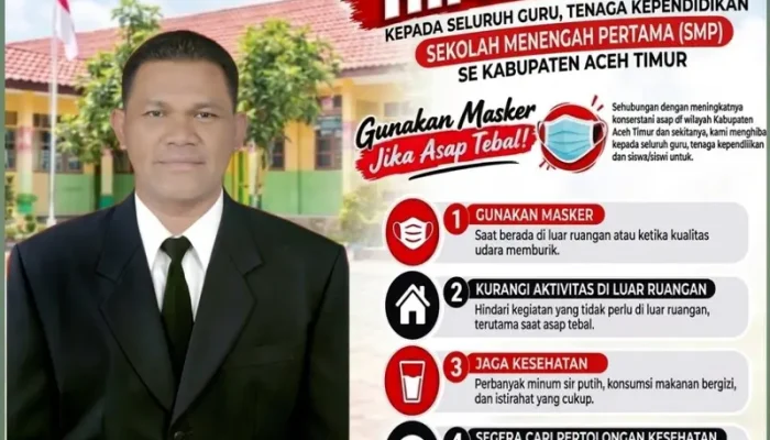 Kabut Asap Mengancam Aceh Timur Kabid PSMP Suhaimi,S.Pd.I..,M.M Imbau Siswa/i Jaga Kesehatan, Imbau Siswa Gunakan Masker.